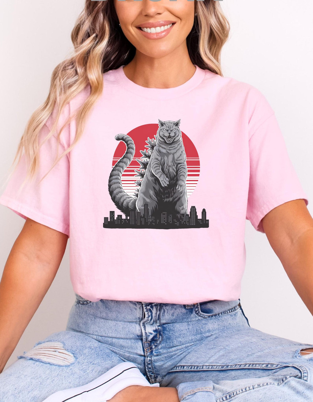 Catzilla T Shirt Light Funny Kaiju Cat Graphic Tee